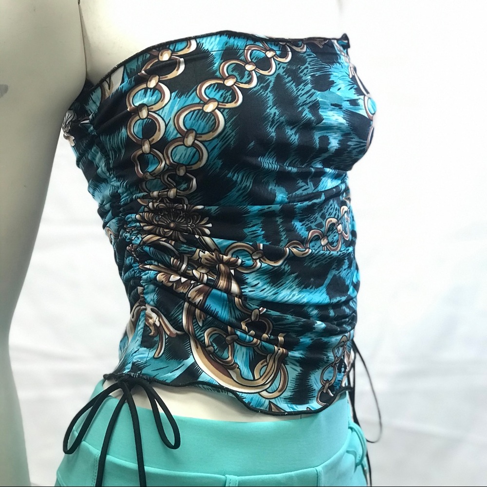 Blue Leopard Women Tube Top or can be Mini Skirt